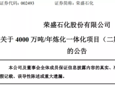 浙石化4000万吨/年炼化一体化项目（二期）全面投产，另有2.5期规划