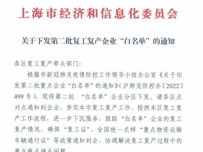 上海（浦东新区）第二批复工复产“白名单”出炉，陶氏化学、华为等企业复产复工
