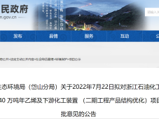 浙石化拟新增140万吨乙烯、27万吨PO、35万吨HDPE等装置