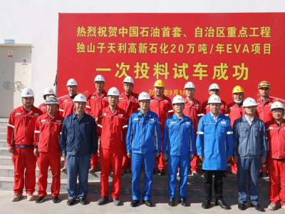 中国石油首套EVA装置——新疆天利高新20万吨/年EVA项目一次投料开车成功
