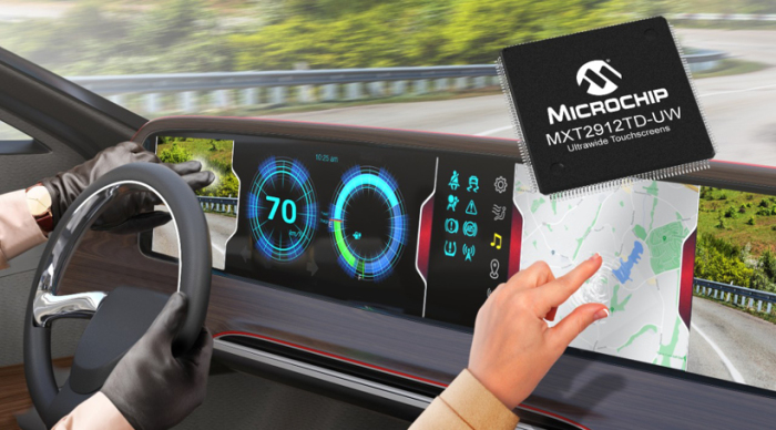 前瞻技术，Microchip Technology,车规级单芯片解决方案,大型超宽触摸屏，触摸屏控制器maXTouch®MXT2912TD-UW