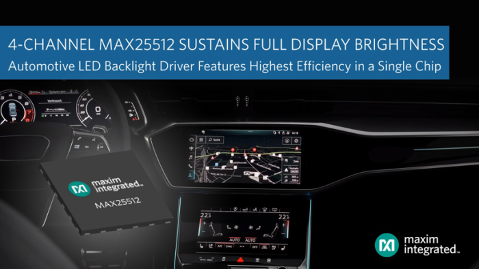 前瞻技术，Maxim Integrated,带有集成升压转换器的汽车LED背光驱动器，MAX25512