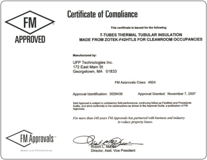 图9  PVDF发泡保温材料FM防火认证证书
