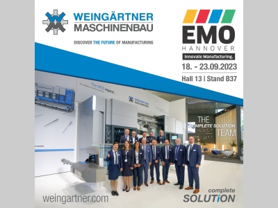 创新制造 完整加工方案 -魏因加特纳实力闪耀EMO Hannover 2023
