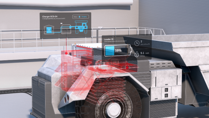ABB Ability™ eMine FastCharge的卡车充电功能示意图